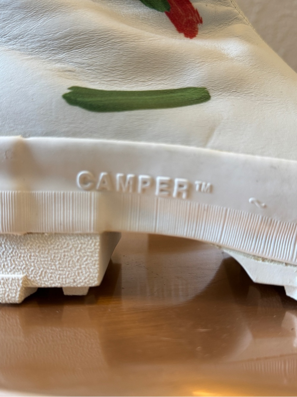 Camper White Leather Ankle Boot with Red & Green - Picture 3 of 12